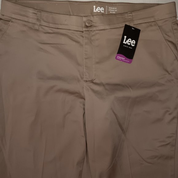 LEE REGULAR FIT STRAIGHT LEG MID RISE KHAKI PANTS COTTON BLEND WOMEN'S SIZE 18L - Picture 4 of 16
